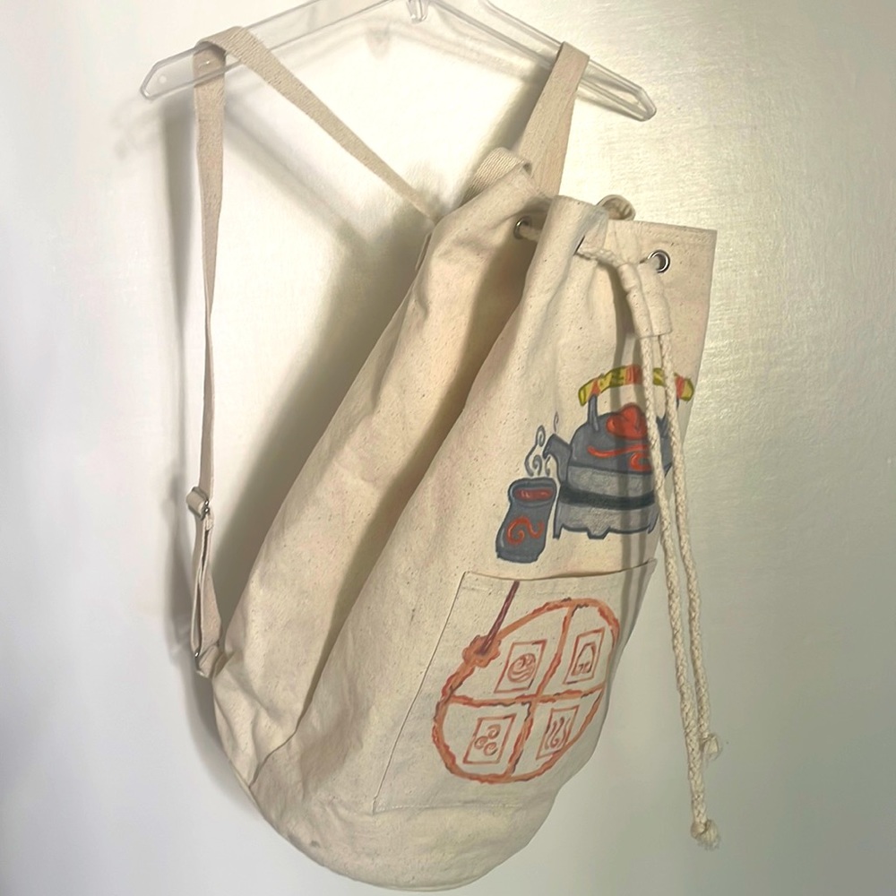 Canvas Backpack casual rucksack hand printed women bag